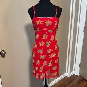 Betsey Johnson Red Satin-Look Slip Dress